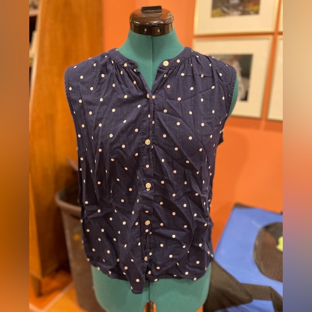 Navy & White Polka Dot Sleeveless Blouse Old Navy XS